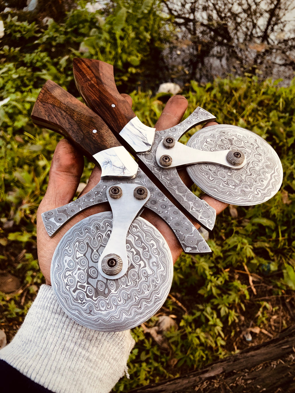 Pizza Enemy - Handmade Damascus Pizza Cutter