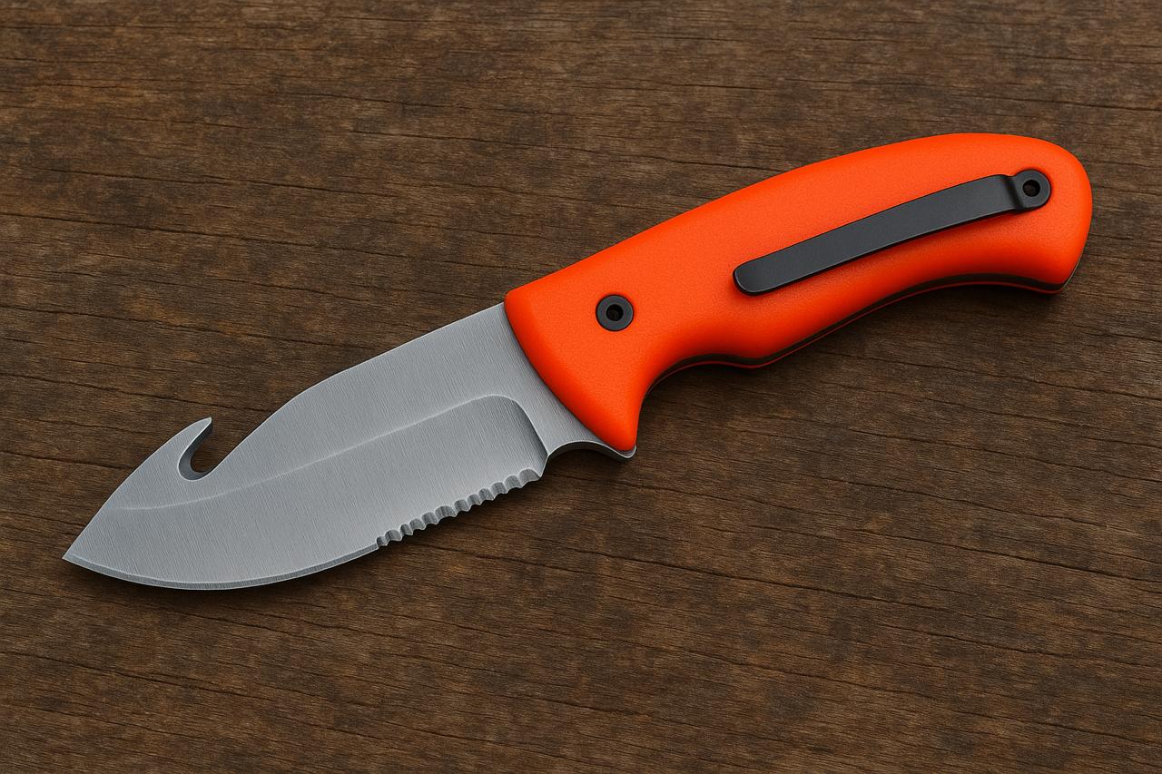 Organic Orange - Handmade Gut Hook Blade Folder Knife