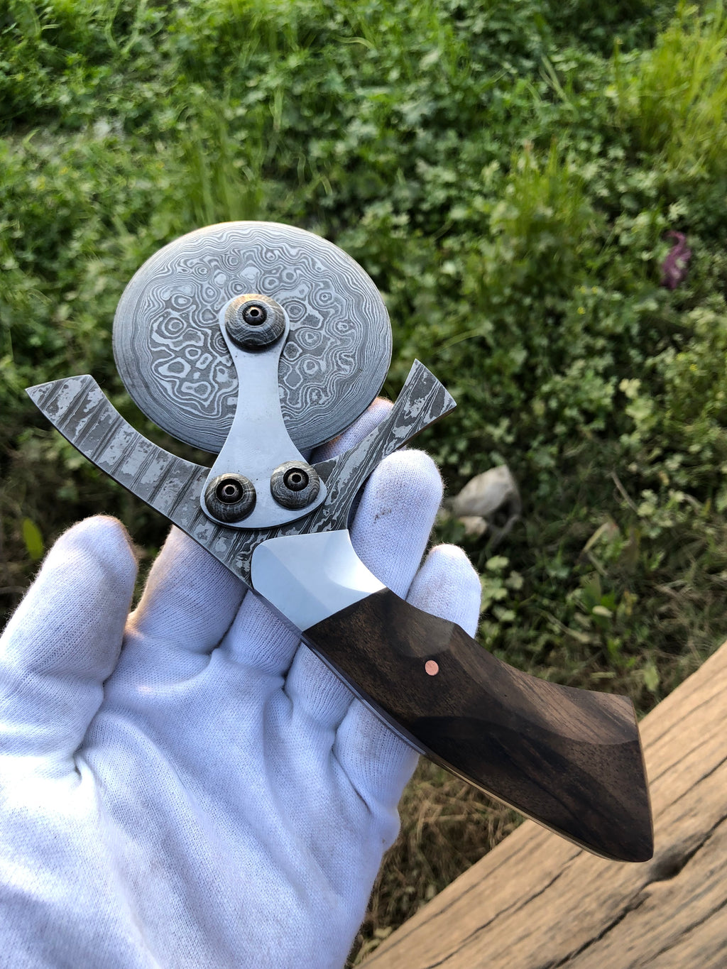 Pizza Enemy - Handmade Damascus Pizza Cutter