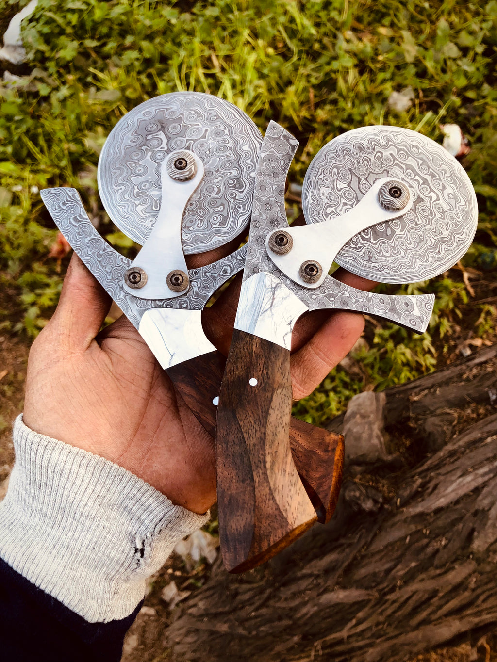 Pizza Enemy - Handmade Damascus Pizza Cutter