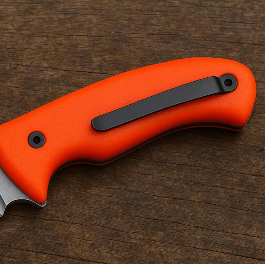 Organic Orange - Handmade Gut Hook Blade Folder Knife