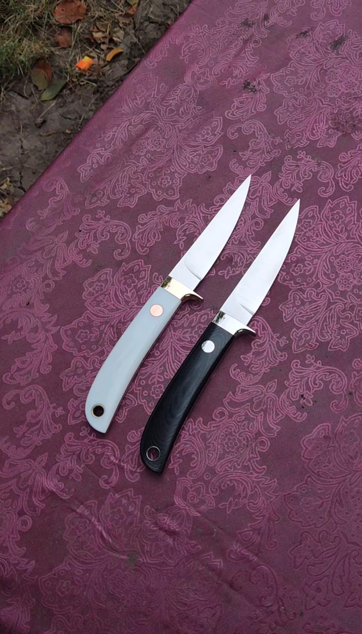 Black n White DUO – Handmade D2 Steel Skinning Knife Set with Sheaths