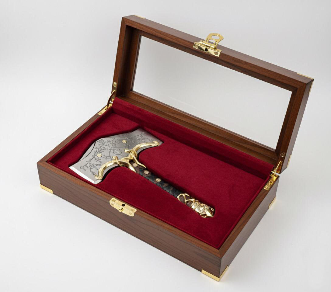 ⚡ ThunderRelic – Handmade Norse Hammer Axe with Wooden Display Box