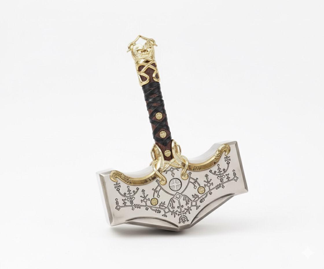 ⚡ ThunderRelic – Handmade Norse Hammer Axe with Wooden Display Box