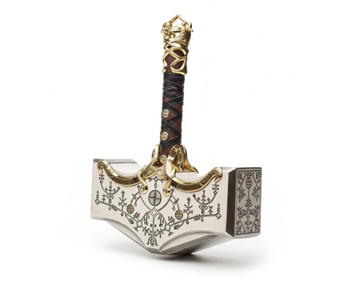 ⚡ ThunderRelic – Handmade Norse Hammer Axe with Wooden Display Box