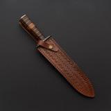 Flair - Damascus Bowie Knife with Leather Sheath