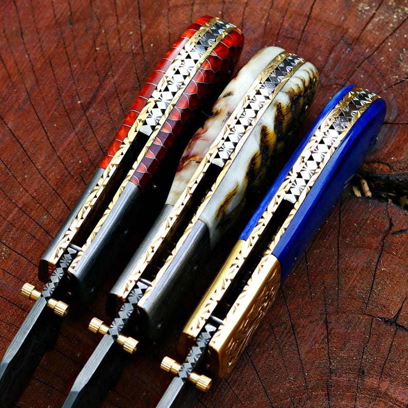The HornBlade – Handmade Damascus Folding Knife with Bone & Ram Horn Handle